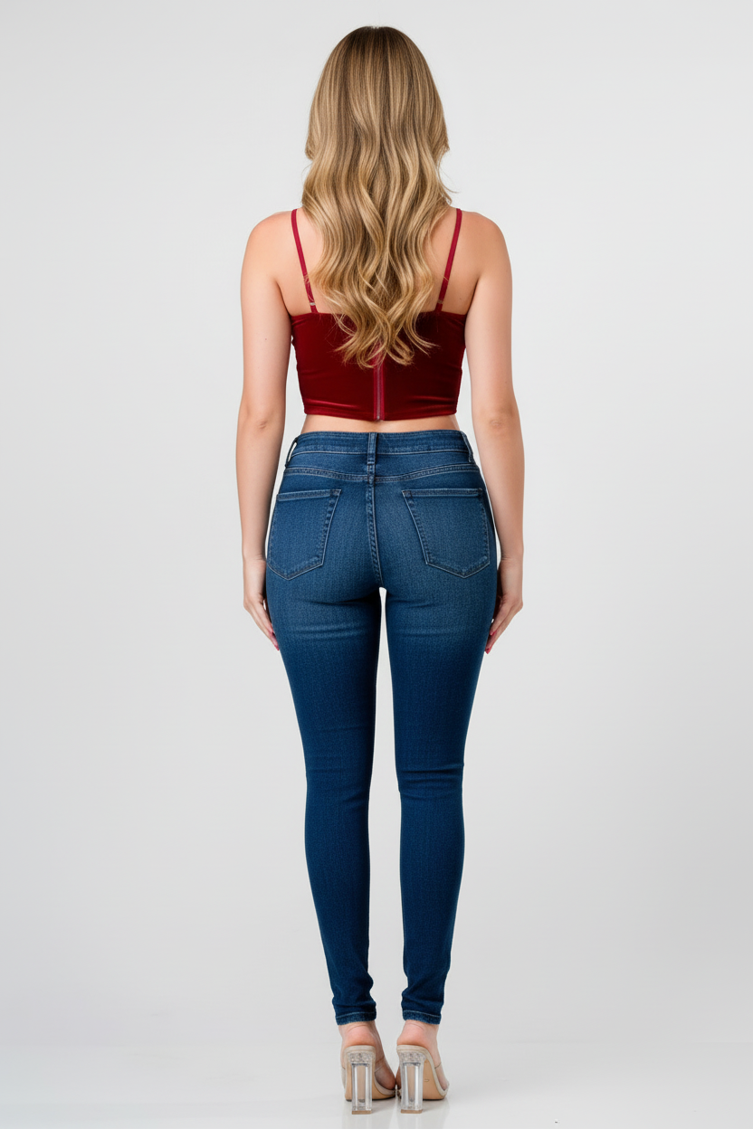 Back view red zipper